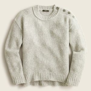 NWT J. CREW BUTTON SHOULDER CREWNECK CHUNKY SWEATER HEATHER GRAY MEDIUM